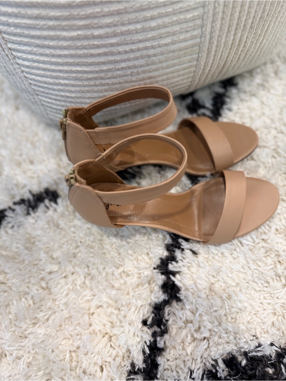 Style & Co Nude Ankle Strap Heels Women’s Size 8.5 Open Toe Dress Sandals - Picture 8 of 16